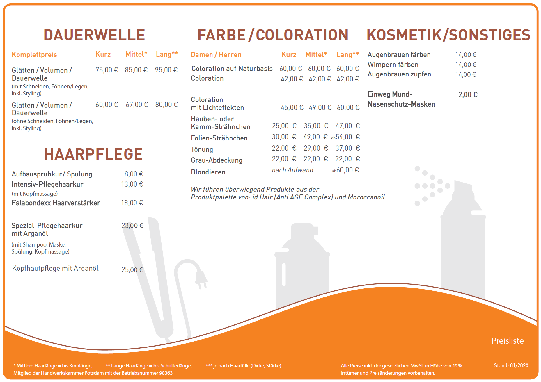 Haarsalon Anja - Friseur Teltow Preisliste S1