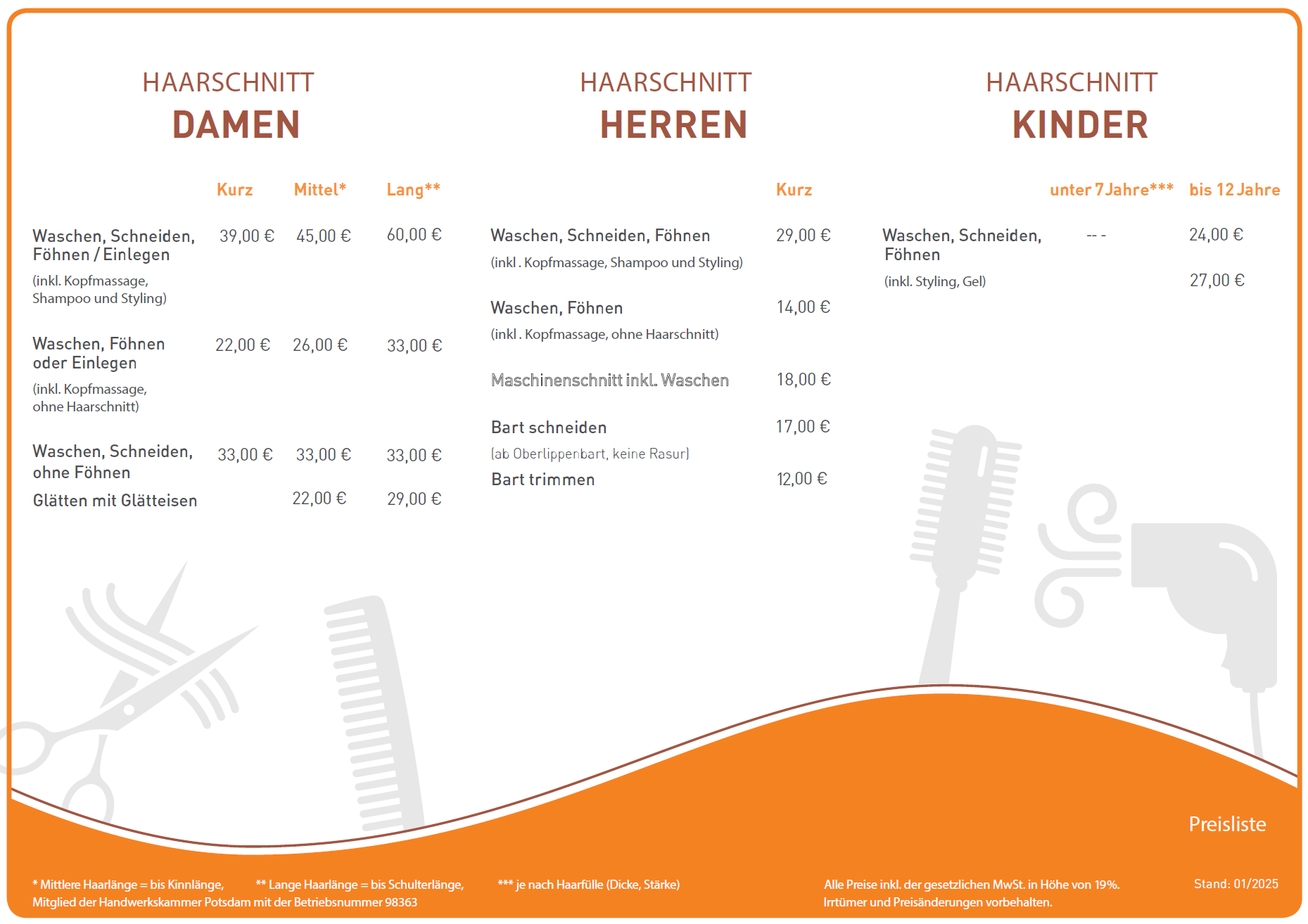 Haarsalon Anja - Friseur Teltow Preisliste S2
